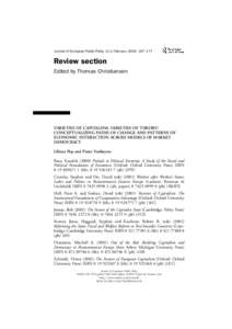 Journal of European Public Policy 11:1 February 2004: 167–177  Review section Edited by Thomas Christiansen  VARIETIES OF CAPITALISM, VARIETIES OF THEORY?