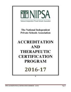 The National Independent Private Schools Association ACCREDITATION AND THERAPEUTIC