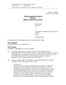 Tribunal de santé et sécurité Occupational Health and Safety au travail Canada Tribunal Canada 275 rue Slater Street, Ottawa (Ontario) K1P 5H9 – Télécopieur : ([removed]_______________________________________
