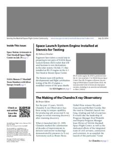 Serving the Marshall Space Flight Center Community  Inside This Issue: Space Station Astronauts to Visit Marshall Space Flight Center on July 29 page 2