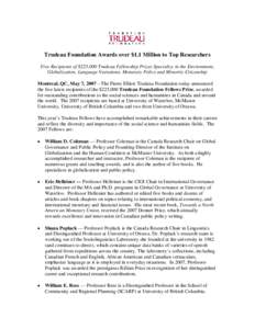 PRECIS OF TRUDEAU FOUNDATION CONFERENCE
