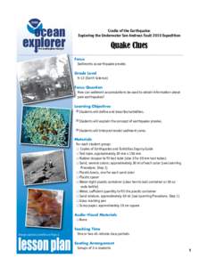 Physical oceanography / Plate tectonics / Fisheries science / Seabed / Earthquake / Turbidity current / San Andreas Fault / Hydrothermal vent / Fault / Geography of California / Geology / Oceanography