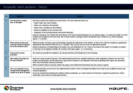 Frequently asked questions – Project Nr. 1 Question How long does a project