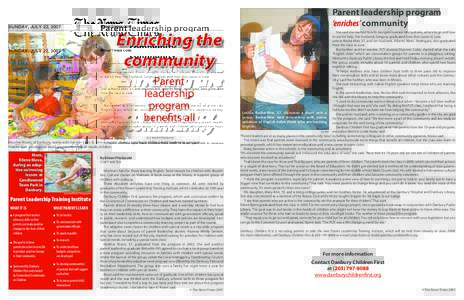 Parent leadership program ‘enriches’ community NewsTimes.com  SUNDAY, JULY 22, 2007