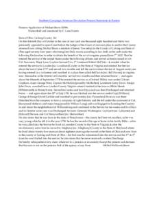 Southern Campaign American Revolution Pension Statements & Rosters Pension Application of Michael Beam S2986 Transcribed and annotated by C. Leon Harris State of Ohio Licking County Sct On this thirtieth Day of October i