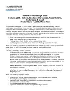 Press Release - Maker Faire Pittsburgh 2015