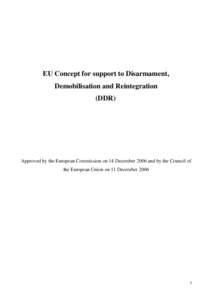 EU Concept for support to Disarmament, Demobilisation and Reintegration