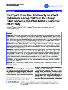 The impact of low-level lead toxicity on school performance among children in the Chicago Public Schools: a population-based retrospective cohort study
