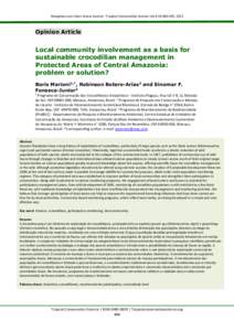 Mongabay.com Open Access Journal - Tropical Conservation Science Vol.6 (4):, 2013  Opinion Article Local community involvement as a basis for sustainable crocodilian management in