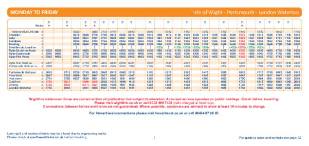 Isle of Wight - Portsmouth - London Waterloo  MONDAY TO FRIDAY 