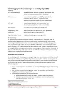 Monitoringgesprek Flexvoorzieningen vo woensdag 12 juni 2013 Aanwezig: SWV Zuid-Holland West Wendelien Ephraim (directeur Knooppunt, projectleider Flex) Arlette Holt (toekomstig projectleider Flexcollege)