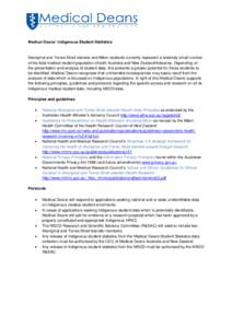 Medical Deans’ Indigenous Student Statistics  Aboriginal and Torres Strait Islander and Māori students currently represent a relatively small number of the total medical student population of both Australia and New Ze