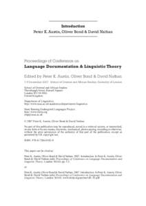 School of Oriental and African Studies / Knowledge / Hans Rausing / Endangered language / Linguistics / Science / Academia / SOAS working papers in linguistics