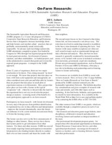 Sustainable agriculture / Environment / Sustainable Agriculture Research and Education Program / United States law / Sustainability / Sustainable Agriculture Research and Education / Cooperative State Research /  Education /  and Extension Service / Cooperative extension service / United States Department of Agriculture / Agriculture in the United States / Rural community development / Agriculture