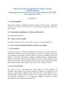 Cahier des charges de l’appellation d’origine contrôlée « COTEAUX DE DIE » Homologué par le décret n° [removed]du 22 septembre 2011, JORF