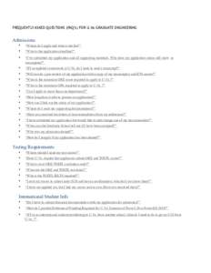 FREQUENTLY ASKED QUESTIONS (FAQ’s) FOR U.Va GRADUATE ENGINEERING  Admissions •  “Wh ere d o I ap ply and what is the fee? ”