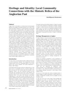 56174_Extreme_heritage_Part 2_Historical Environment[removed]:38 AM Page 42  Heritage and Identity: Local Community Connections with the Historic Relics of the Angkorian Past Senthilpavai Kasiannan