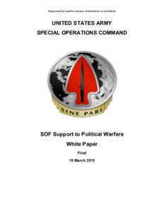 Approved for public release, distribution is unlimited  	
      UNITED STATES ARMY