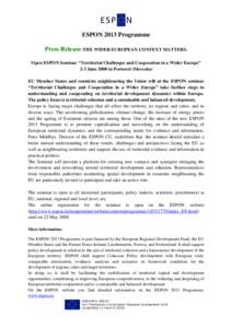 Microsoft Word[removed]Press Release-ESPON-Open Seminar Slovenia 2-3 J…