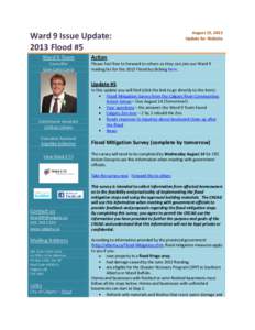 Ward 9 Issue Update: 2013 Flood #5 August 13, 2013 Update for Website