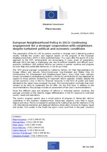 EUROPEAN COMMISSION  PRESS RELEASE Brussels, 20 March[removed]European Neighbourhood Policy in 2012: Continuing