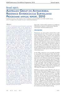 AGAR Enterococcus Surveillance Programme, 2010	  Annual reports AGAR Enterococcus Surveillance Programme, 2010