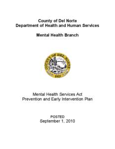 County of Del Norte   Department of Health and Human Services Mental Health Branch