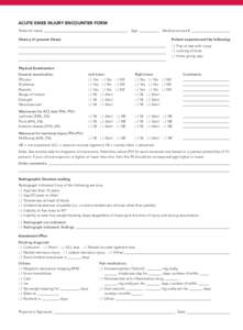 Acute Knee Injury Encounter Form Patient’s name: Age: 	  History of present illness