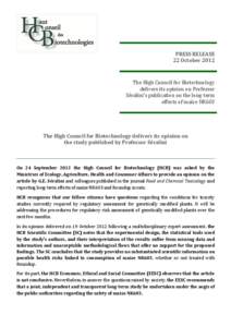    PRESS	
  RELEASE	
   22	
  October	
  2012	
    	
  