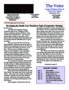 The Voter League of Women Voters of Central New Mexico September 2013 League of Women Voters of Central New Mexico