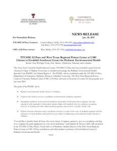 NEWS RELEASE  For Immediate Release Jan. 28, 2015