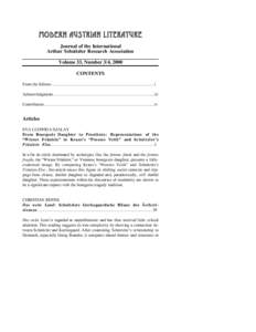 MODERN AUSTRIAN LITERATURE Journal of the International Arthur Schnitzler Research Association Volume 33, Number 3/4, 2000 CONTENTS From the Editors........................................................................