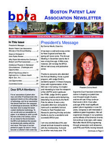 Winter 2014	  BPLA Newsletter Volume 45, Issue 1
