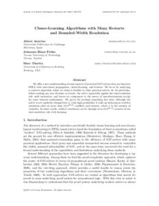 Journal of Artificial Intelligence Research373  Submitted 07/10; publishedClause-Learning Algorithms with Many Restarts and Bounded-Width Resolution