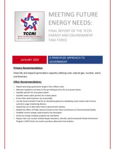 MEETING FUTURE ENERGY NEEDS: FINAL REPORT OF THE TCCRI ENERGY AND ENVIRONMENT TASK FORCE