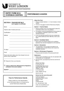 ENTRY FORM 2014: OVERSEAS CENTRES PERFORMANCE AWARDS  About this Form