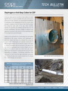 TECH. BULLETIN ISSUE FIFTEEN | [removed]Diaphragms or Anti-Seep Collars for CSP In levees, dams and on culverts in deep valleys or under high ﬁlls there is a good possibility that water will at some