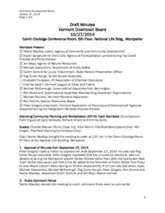 Downtown Development Board October 27, 2014 Page 1 of 4 Draft Minutes Vermont Downtown Board