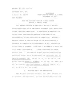 PRESENT: All the Justices ASSURANCE DATA, INC. OPINION BY CHIEF JUSTICE CYNTHIA D. KINSER SEPTEMBER 12, 2013