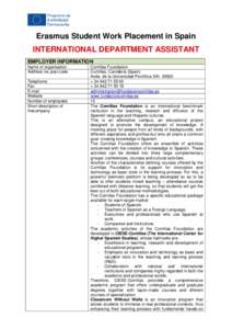Erasmus Placement Offer - International Department Assistant