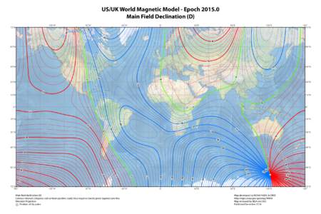 US/UK World Magnetic Model - Epoch[removed]Main Field Declination (D) 135°W 20