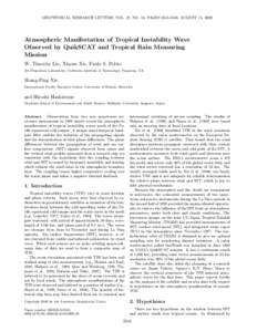 Physical oceanography / Oceanography / Aquatic ecology / Tropical meteorology / Atmospheric dynamics / Sea surface temperature / Tropical instability waves / Mixed layer / El Niño-Southern Oscillation / Atmospheric sciences / Meteorology / Earth