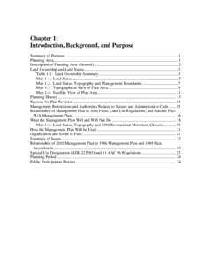 Chapter 1: Introduction, Background, and Purpose Summary of Purpose ................................................................................................................. 1 Planning Area.......................