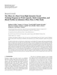 The Effect of a Short-Term High-Intensity Circuit Training Program on Work Capacity, Body Composition, and Blood Profiles in Sedentary Obese Men: A Pilot Study