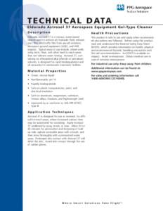 T E C H N I C A L D ATA Eldorado Astrosol 37 Aerospace Equipment Gel-Type Cleaner Description Health Precautions