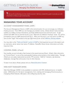 INMOTION HOSTING MANAGING YOUR RESELLER ACCOUNT  GETTING STARTED GUIDE Managing Your Reseller Account