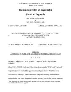 RENDERED: SEPTEMBER 23, 2016; 10:00 A.M. TO BE PUBLISHED Commonwealth of Kentucky Court of Appeals NOCAMR