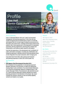 Lisa Hall Senior Consultant BSc (Hons) Environmental Science/ MSc Environmental Management/ MA Urban and Regional Planning [removed]