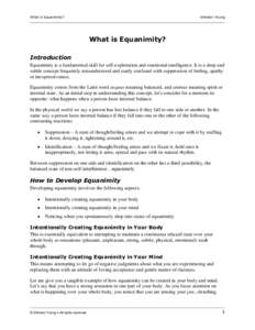 What is Equanimity?  Shinzen Young What is Equanimity? Introduction