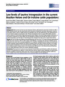 Low levels of taurine introgression in the current Brazilian Nelore and Gir indicine cattle populations